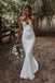 Sexy Spaghetti Straps Ivory Sleeveless Mermaid Wedding Dress With Court Train