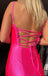 Mermaid Bright Fuchsia Satin Ruffles Long Prom Dress With Skirt Slit