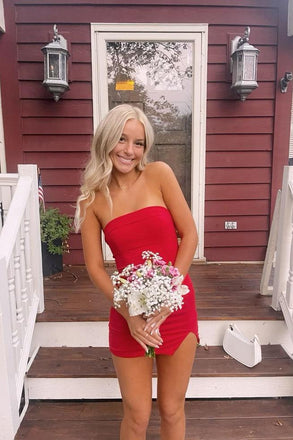 Strapless Red Tight Dress Royal Blue Short Homecoming Dress