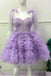 A-Line/Princess Tulle Sleeveless Short/Mini Corset Tiered Ball Gown