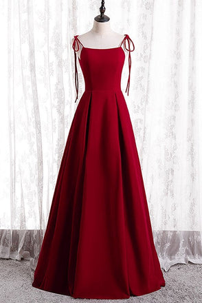 Elegant Spaghetti Straps Red Tulle Long Prom Dress A Line Party Dress