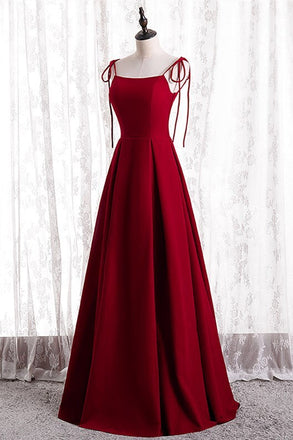 Elegant Spaghetti Straps Red Tulle Long Prom Dress A Line Party Dress