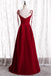 Elegant Spaghetti Straps Red Tulle Long Prom Dress A Line Party Dress