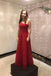 Simple Red One Shoulder Satin Long Prom Dress A Line Formal Dress
