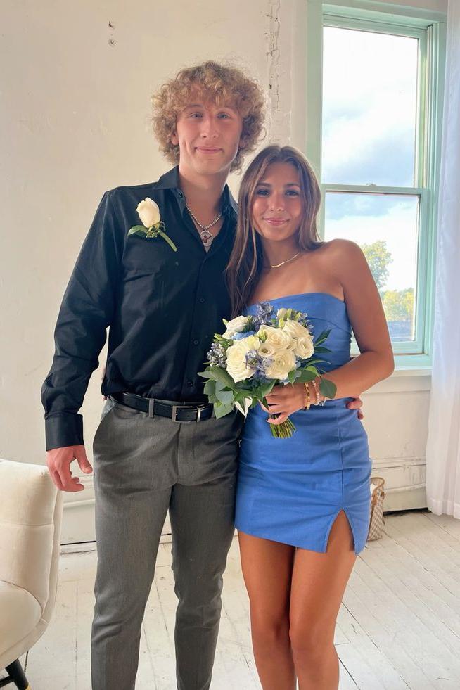 Strapless Red Tight Dress Royal Blue Short Homecoming Dress