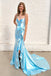 Mermaid Straps V-Neck Satin Prom Dress, Long Formal Dress With Bow