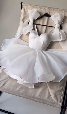 Sweetheart Black A Line Dress White Short Homecoming Dress with Bowknot