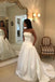 Simple Satin Strapless Wedding Dresses, Long Bridal Dress with Pockets