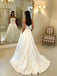 Simple Satin Strapless Wedding Dresses, Long Bridal Dress with Pockets