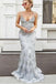 spaghetti straps mermaid tulle sequined backless prom dress dtp327