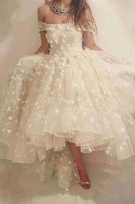off shoulder tulle beaded flowers strapless prom homecoming dress dtp785