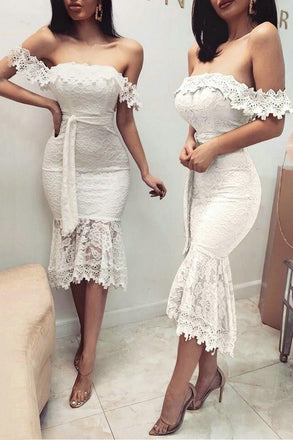 mermaid knee length lace prom dresses sexy banquet evening dresses dtp780