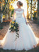 Princess Long Sleeves Ball Gown Bateau Backless Wedding Dress with Lace