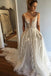 a-line deep v-neck lace appliques wedding dresses with pockets dtw203