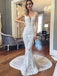 Mermaid V-Neck Backless Wedding Dresses with Lace Appliques