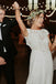 Bohemian A-Line Bateau Keyhole Back Lace Chiffon Wedding Dresses
