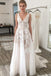 elegant a-line v-neck backless appliques wedding dresses dtw208