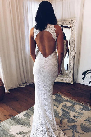 stunning mermaid crew neck lace wedding dresses with split dtw209