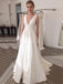 A-Line Illusion Bateau V-Back Printed Satin Wedding Dress