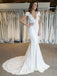 Mermaid V-Neck Backless Bridal Gown Lace Short Sleeves Wedding Dress