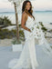 Spaghetti Straps Lace Backless Beach Mermaid Wedding Dress