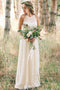 Bohemian A-Line Round Neck Chiffon Beach Wedding Dress