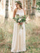 Bohemian A-Line Round Neck Chiffon Beach Wedding Dress