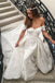 mermaid lace appliques off-the-shoulder wedding dress with detachable train dtw220