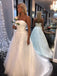 White A-Line Tulle Strapless Wedding Dresses with Appliques