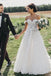 a-line off-the-shoulder tulle wedding dresses with appliques dtw223