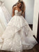 Princess Sweetheart Layered Long Wedding Dress with Appliques