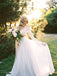 Two Piece Round Neck Long Sleeves Lace Beach Boho Wedding Dress