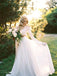 Two Piece Round Neck Long Sleeves Lace Beach Boho Wedding Dress