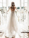 a-line sheer bateau backless wedding dresses with appliques long sleeves dtw263