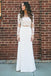 Crew Long Sleeves Two Piece Beach Sheath Wedding Dress with Lace