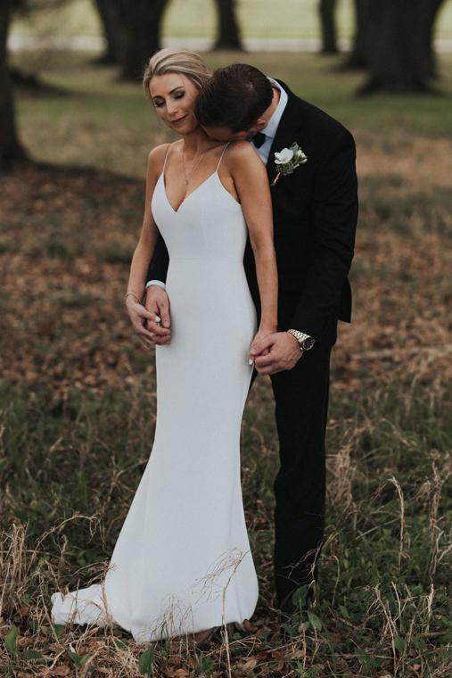 Simple Bridal Gown Mermaid Spaghetti Straps Backless Wedding Dress