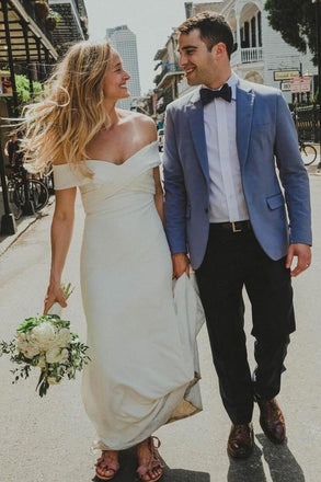 Mermaid Off-the-Shoulder Rustic Wedding Dress with Ruched