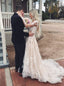 A-Line V-Neck Long Sleeves Romantic Wedding Dress with Appliques