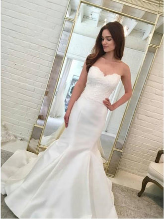 simple sweetheart mermaid wedding dresses with appliques dtw360