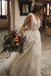 A-Line V-Neck Tulle Long Wedding Dress with Lace Appliques