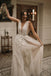a-line v-neck tulle long wedding dress with lace appliques dtw236