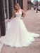 a-line spaghetti straps tulle appliqued wedding dresses dtw363