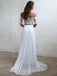 Boho Beach Chiffon Wedding Dresses, Two Piece Off Shoulder Bridal Gown