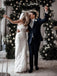 Spaghetti Straps Sheath Lace Wedding Dress, Boho Lace Bridal Gown