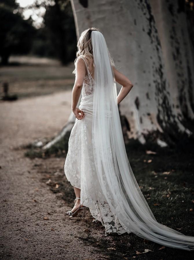 Spaghetti Straps Sheath Lace Wedding Dress, Boho Lace Bridal Gown