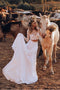 Boho Two Piece Beach Wedding Dresses Lace long Sleeves Bridal Gown