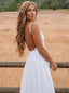 Spaghetti Straps Chiffon Backless Wedding Dress, A-Line Beach Bridal Gown