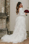 Princess Bateau Long Sleeves Tulle Wedding Dresses With Ruffles