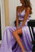 Deep V-neck Lavender Two Piece Long Prom Dress With Bowknot Back