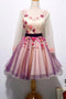 Chic Long Sleeve 3D Floral Homecoming Dress Tulle Short Prom Dress